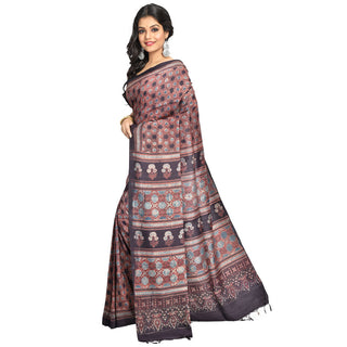 Ajrakh Printed Mulberry Silk Saree