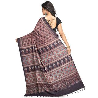 Ajrakh Printed Mulberry Silk Saree