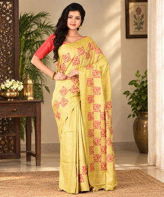 Resham Shilpi Exclusive Tussar Stitch Saree – Intricate Craftsmanship and Timeless Elegance