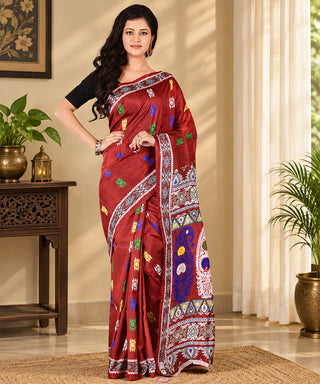 Resham Shilpi Exclusive Block Printed Mulberry Silk Saree – Luxury Handcrafted Tradition