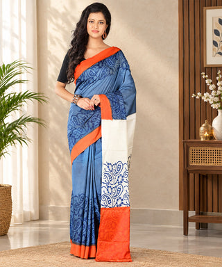 Resham Shilpi Exclusive Block Printed Mulberry Silk Saree – Luxury Handcrafted Tradition