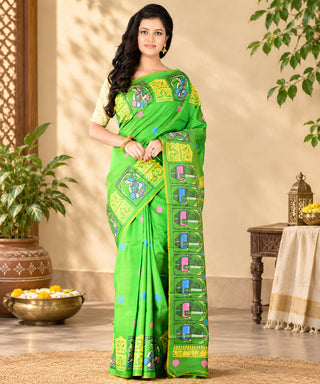 Resham Shilpi Exclusive Block Printed Mulberry Silk Saree – Luxury Handcrafted Tradition