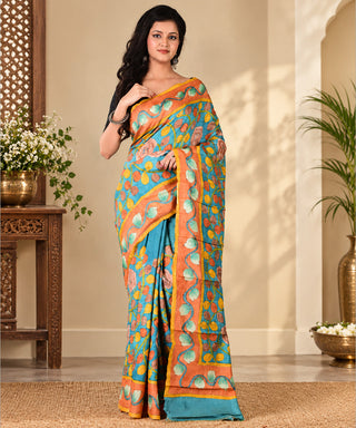 Resham Shilpi Exclusive Hand-Painted Tussar Silk Saree with Traditional Kalamkari Design