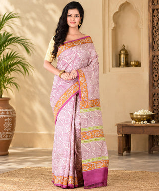 Resham Shilpi Exclusive Block Printed Mulberry Silk Saree – Luxury Handcrafted Tradition