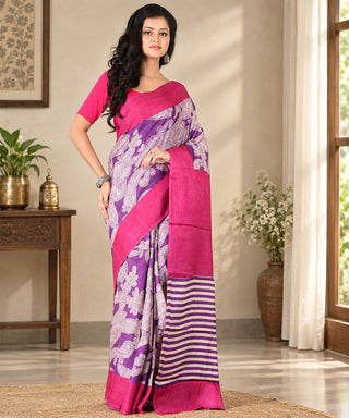 Resham Shilpi Exclusive Block Printed Tussar Silk Saree