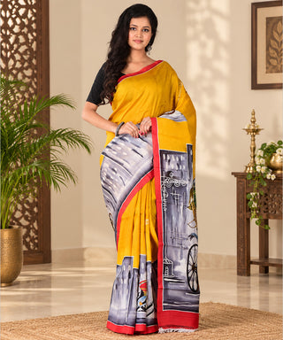 Resham Shilpi Exclusive Hand Painted Mulberry Silk Saree – Artistic Elegance in Every Thread