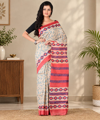 Resham Shilpi Exclusive Block Printed Mulberry Silk Saree – Luxury Handcrafted Tradition