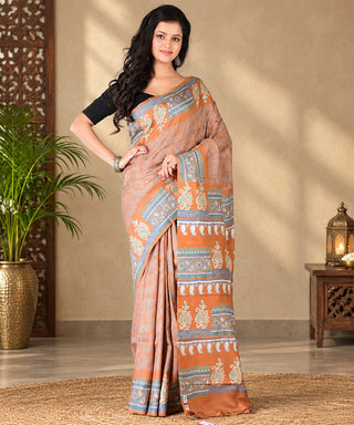 Resham Shilpi Exclusive Block Printed Mulberry Silk Saree – Luxury Handcrafted Tradition