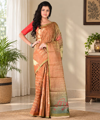 Resham Shilpi Exclusive Block Printed Tussar Silk Saree