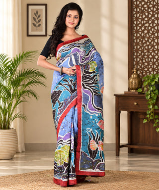 Resham Shilpi Silk Hand Batik Saree – Elegant Traditional Artistry with Handcrafted Design