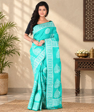 Resham Shilpi Exclusive Block Printed Mulberry Silk Saree – Luxury Handcrafted Tradition