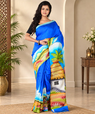 Resham Shilpi Exclusive Hand Painted Mulberry Silk Saree – Artistic Elegance in Every Thread