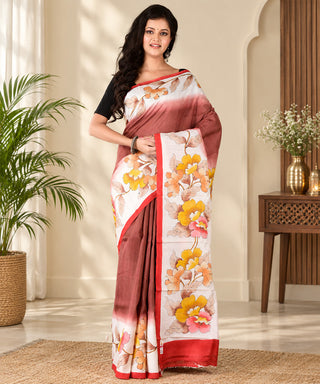 Resham Shilpi Exclusive Hand Painted Mulberry Silk Saree – Artistic Elegance in Every Thread