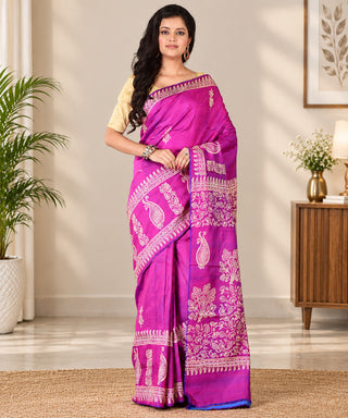 Resham Shilpi Exclusive Block Printed Mulberry Silk Saree – Luxury Handcrafted Tradition