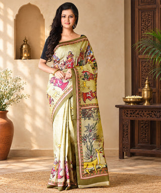 Resham Shilpi Exclusive Block Printed Mulberry Silk Saree – Luxury Handcrafted Tradition