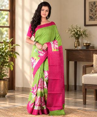 Resham Shilpi Exclusive Block Printed Tussar Silk Saree