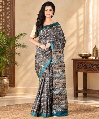 Resham Shilpi Exclusive Block Printed Mulberry Silk Saree – Luxury Handcrafted Tradition