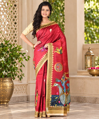 Resham Shilpi Exclusive Block Printed Mulberry Silk Saree – Luxury Handcrafted Tradition