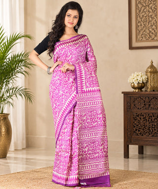 Resham Shilpi Exclusive Block Printed Mulberry Silk Saree – Luxury Handcrafted Tradition