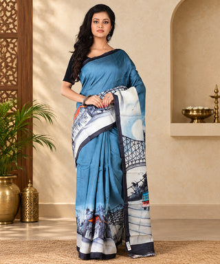 Resham Shilpi Exclusive Hand Painted Mulberry Silk Saree – Artistic Elegance in Every Thread