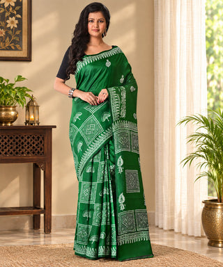 Resham Shilpi Exclusive Block Printed Mulberry Silk Saree – Luxury Handcrafted Tradition