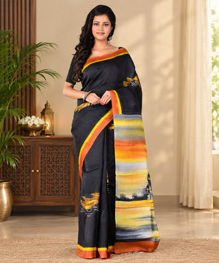 Resham Shilpi Exclusive Hand Painted Mulberry Silk Saree – Artistic Elegance in Every Thread