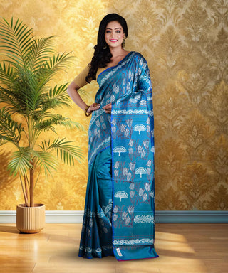 Resham Shilpi Elegant Silk Block Printed Saree