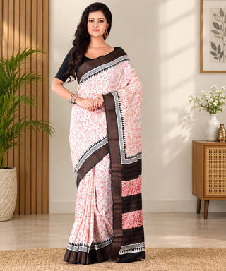 Resham Shilpi Exclusive Block Printed Mulberry Silk Saree – Luxury Handcrafted Tradition