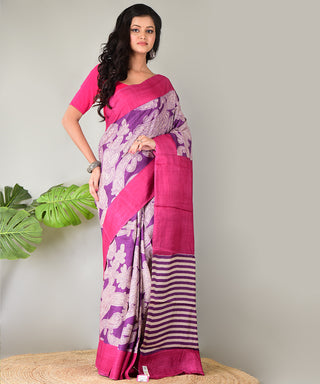 Resham Shilpi Exclusive Block Printed Tussar Silk Saree