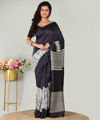 Resham Shilpi Exclusive Block Printed Mulberry Silk Saree – Luxury Handcrafted Tradition