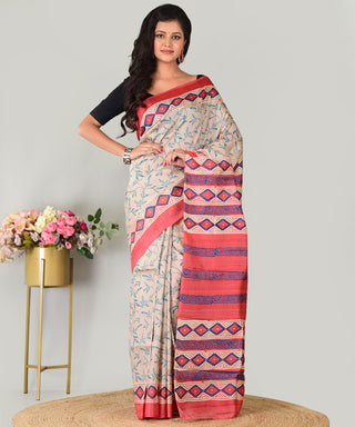 Resham Shilpi Exclusive Block Printed Mulberry Silk Saree – Luxury Handcrafted Tradition