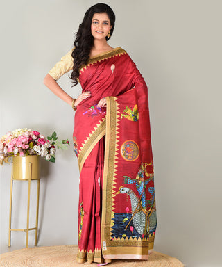 Resham Shilpi Exclusive Block Printed Mulberry Silk Saree – Luxury Handcrafted Tradition