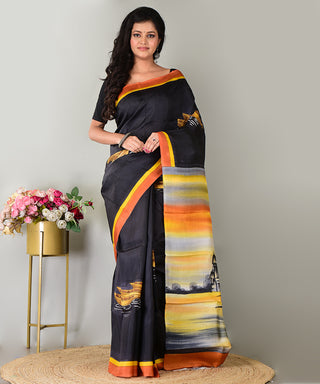 Resham Shilpi Exclusive Hand Painted Mulberry Silk Saree – Artistic Elegance in Every Thread