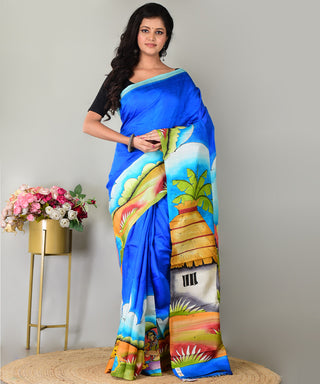 Resham Shilpi Exclusive Hand Painted Mulberry Silk Saree – Artistic Elegance in Every Thread