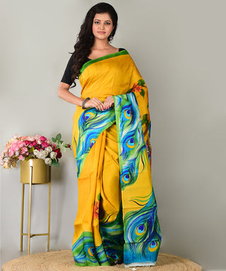 Resham Shilpi Exclusive Hand Painted Mulberry Silk Saree – Artistic Elegance in Every Thread