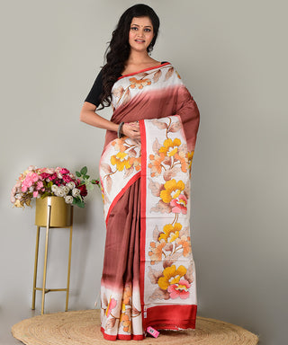 Resham Shilpi Exclusive Hand Painted Mulberry Silk Saree – Artistic Elegance in Every Thread