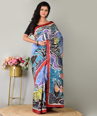 Resham Shilpi Silk Hand Batik Saree – Elegant Traditional Artistry with Handcrafted Design