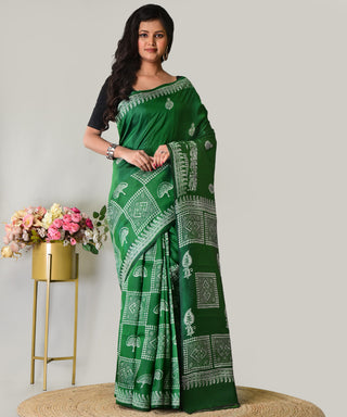 Resham Shilpi Exclusive Block Printed Mulberry Silk Saree – Luxury Handcrafted Tradition