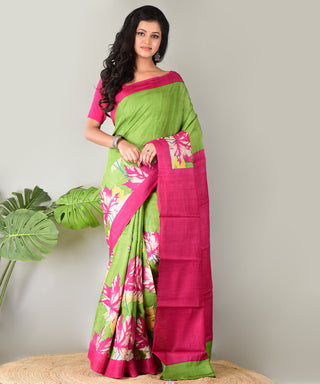 Resham Shilpi Exclusive Block Printed Tussar Silk Saree