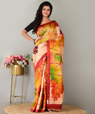 Resham Shilpi Exclusive Hand Painted Mulberry Silk Saree – Artistic Elegance in Every Thread