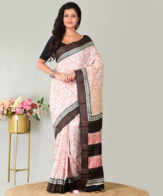Resham Shilpi Exclusive Block Printed Mulberry Silk Saree – Luxury Handcrafted Tradition