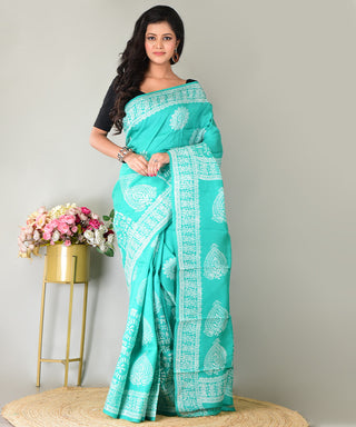 Resham Shilpi Exclusive Block Printed Mulberry Silk Saree – Luxury Handcrafted Tradition