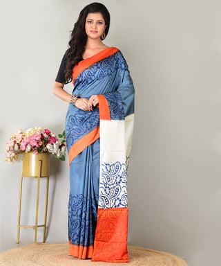 Resham Shilpi Exclusive Block Printed Mulberry Silk Saree – Luxury Handcrafted Tradition