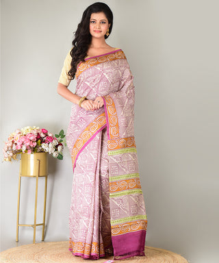 Resham Shilpi Exclusive Block Printed Mulberry Silk Saree – Luxury Handcrafted Tradition