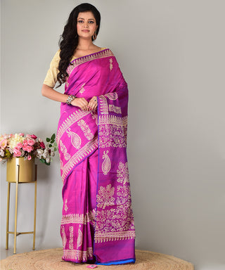 Resham Shilpi Exclusive Block Printed Mulberry Silk Saree – Luxury Handcrafted Tradition