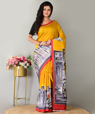 Resham Shilpi Exclusive Hand Painted Mulberry Silk Saree – Artistic Elegance in Every Thread