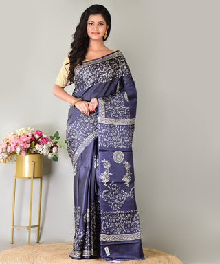 Resham Shilpi Exclusive Block Printed Mulberry Silk Saree – Luxury Handcrafted Tradition