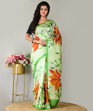 Resham Shilpi Exclusive Hand Painted Mulberry Silk Saree – Artistic Elegance in Every Thread