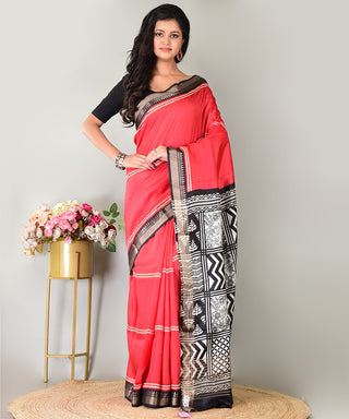 Resham Shilpi Exclusive Block Printed Mulberry Silk Saree – Luxury Handcrafted Tradition