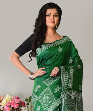 Resham Shilpi Exclusive Block Printed Mulberry Silk Saree – Luxury Handcrafted Tradition